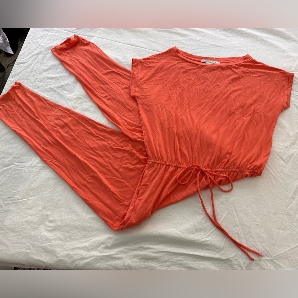 Culture Code Colorful Orange Jumpsuit 100% Cotton Size Large NWT City Night Out
